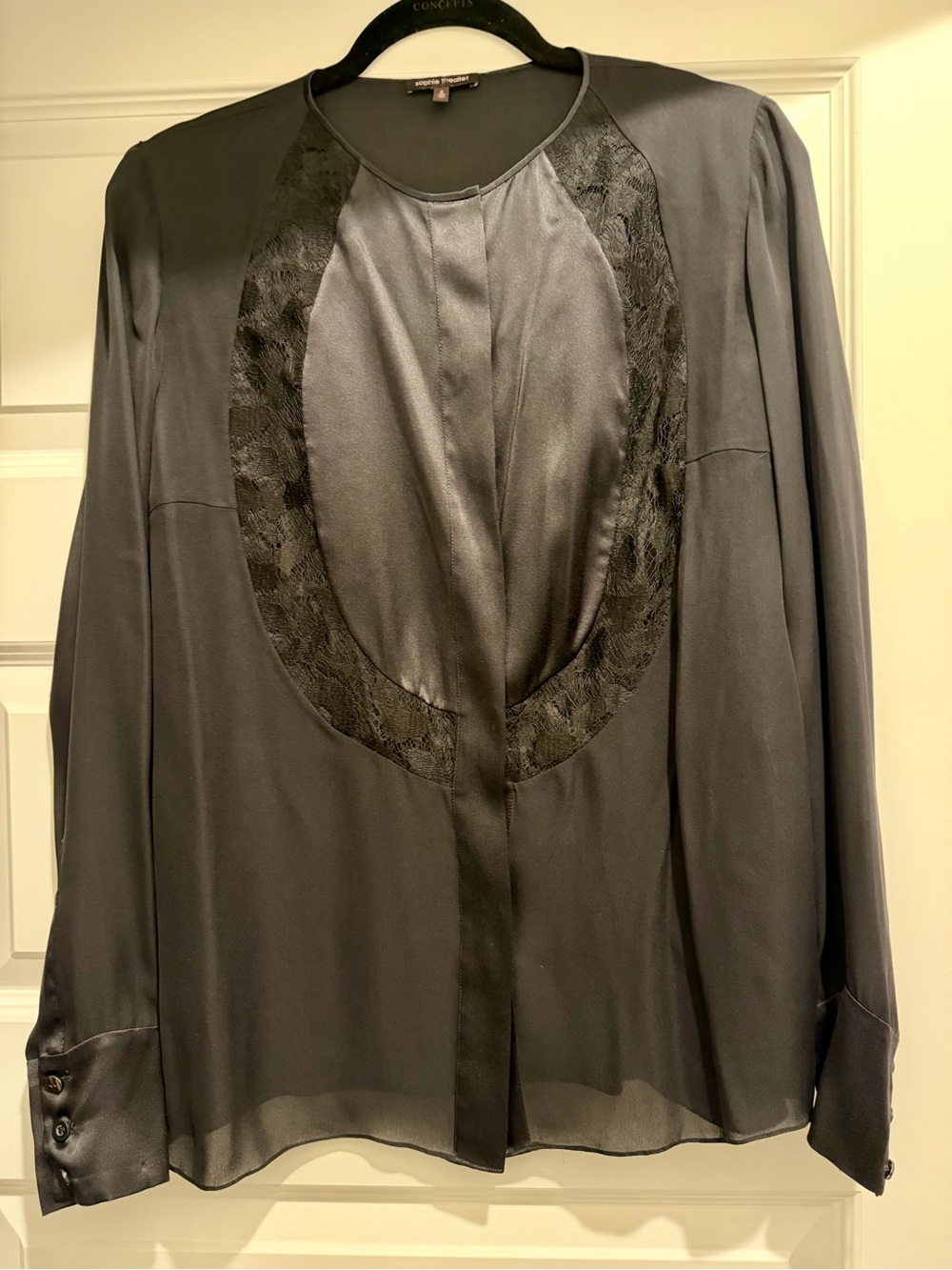 Archival Luxury-Sophie Theallet Silk & Lace Bib Blouse-Size 4